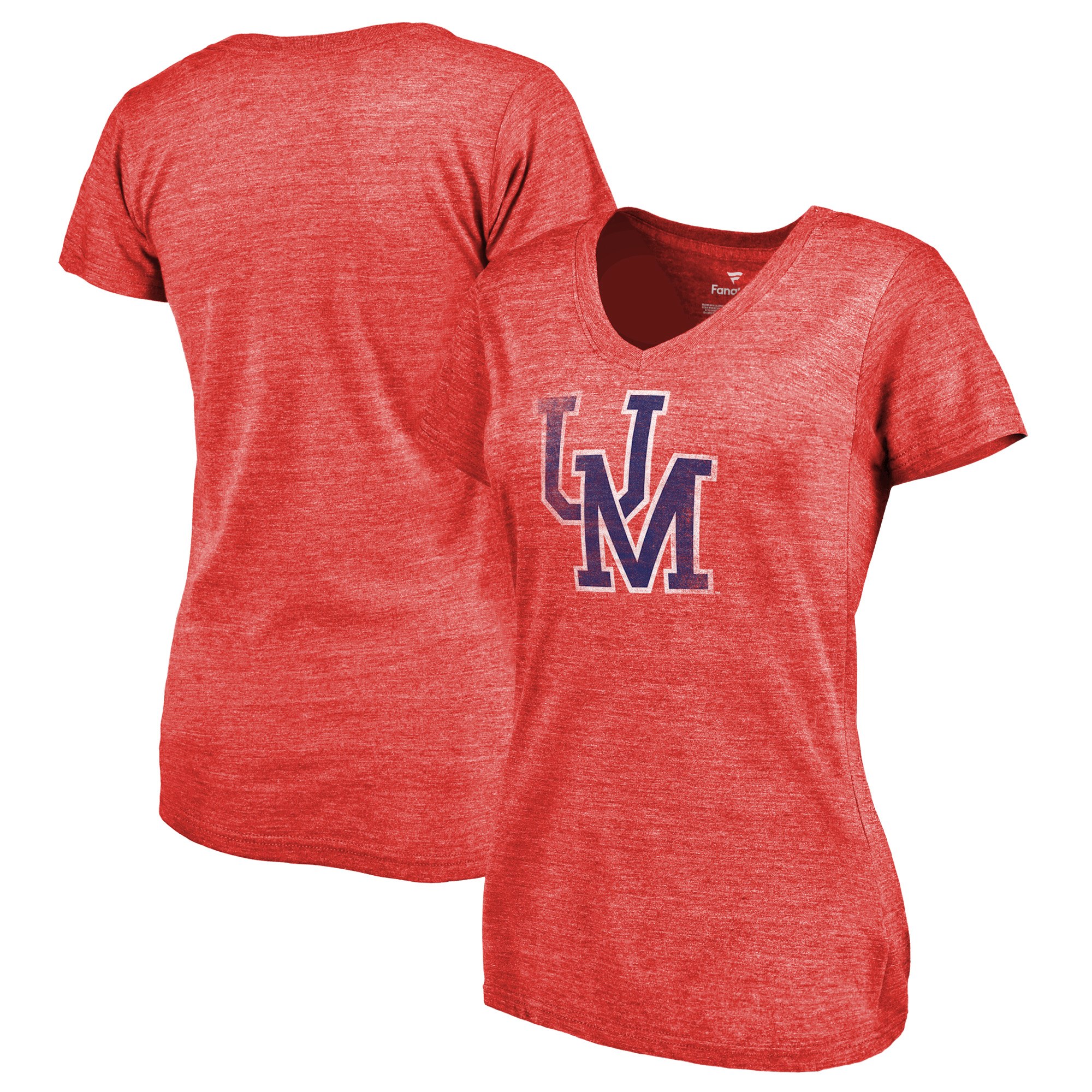 2020 NCAA Fanatics Branded Ole Miss Rebels Women Red College Vault Primary Logo TriBlend VNeck TShirt